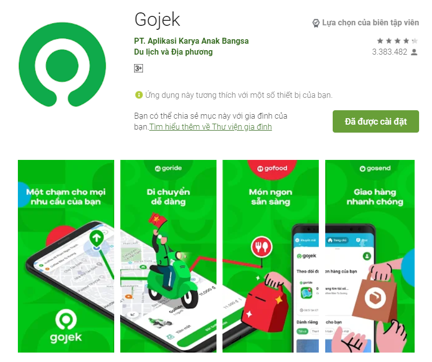 Tải ứng dụng gọi xe Gojek trên CH Play 